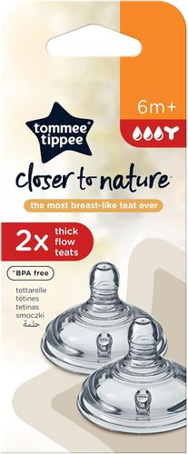 זוג פטמות למזון סמיך Tommee Tippee Closer To Nature