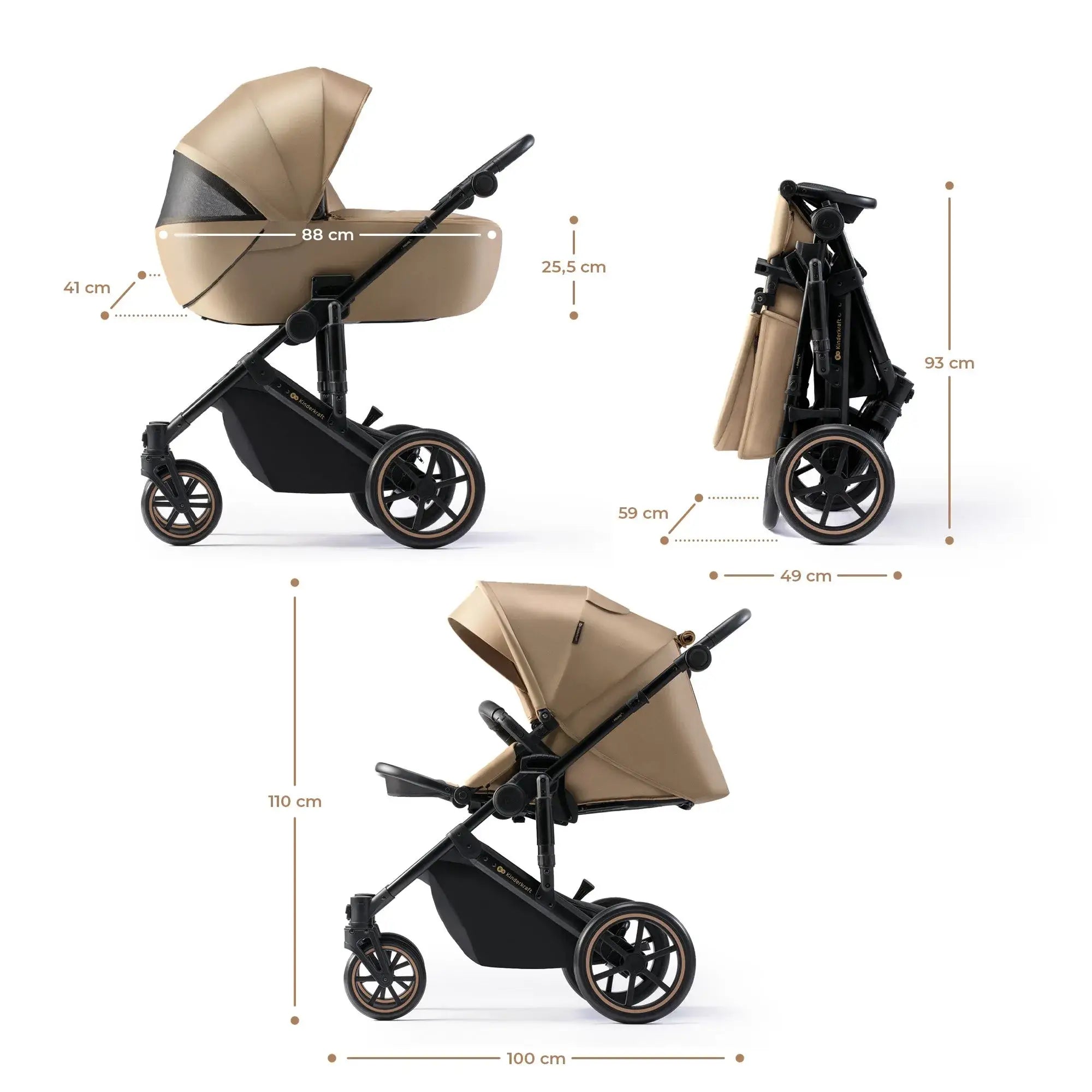 עגלת תינוק Kinderkraft Prime 2in1 - בולמי זעזועים משופרים
