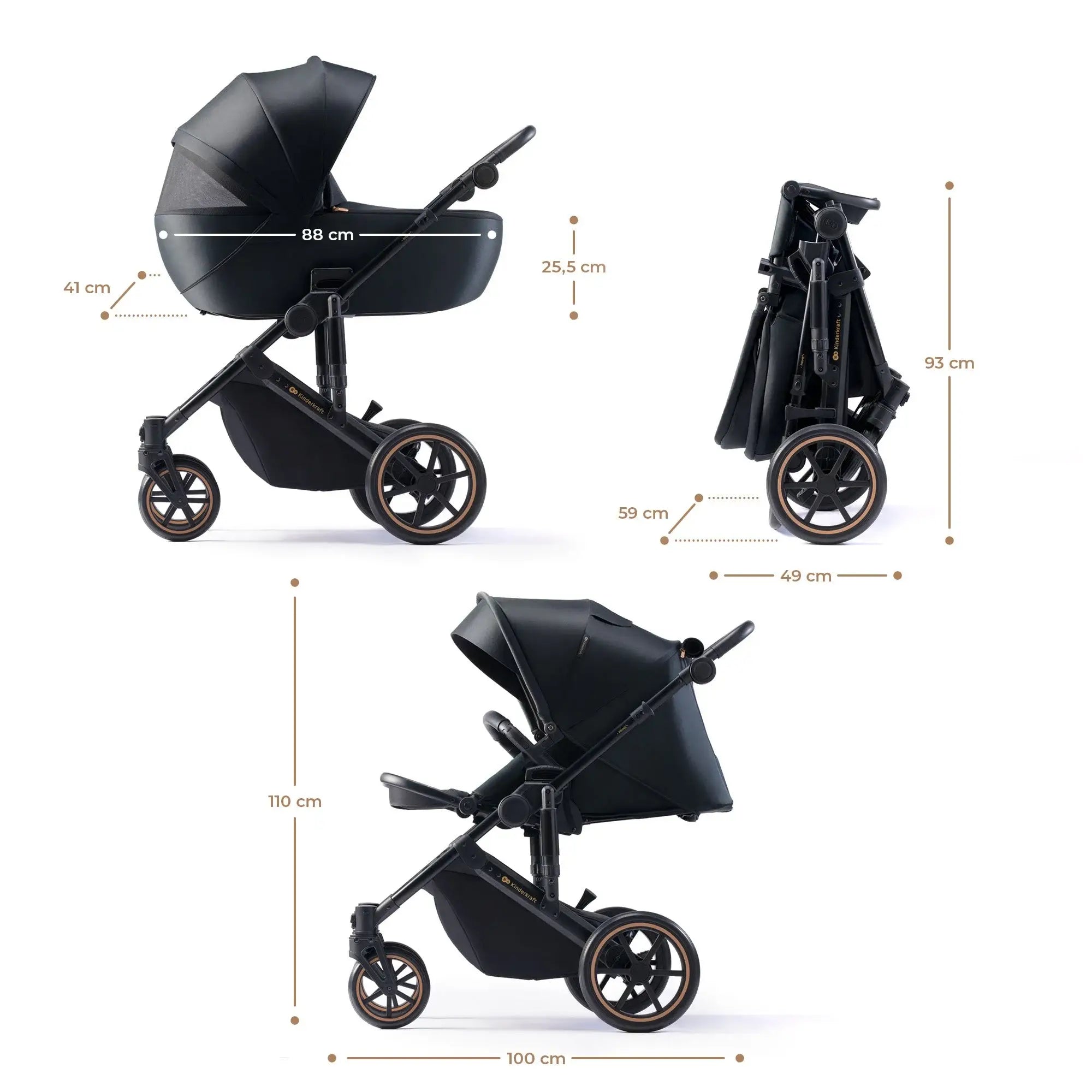 עגלת תינוק Kinderkraft Prime 2in1 - בולמי זעזועים משופרים