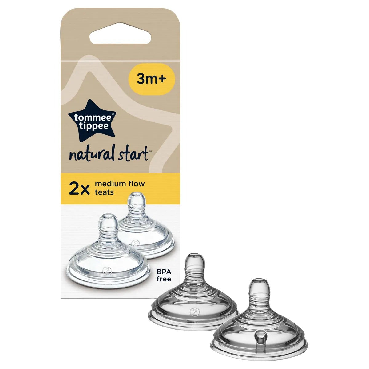 זוג פטמות זרימה בינונית Tommee Tippee Closer To Nature - שלב 2