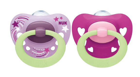 זוג מוצצים זוהרים בחושך 0-6 חודשים נייט NUK