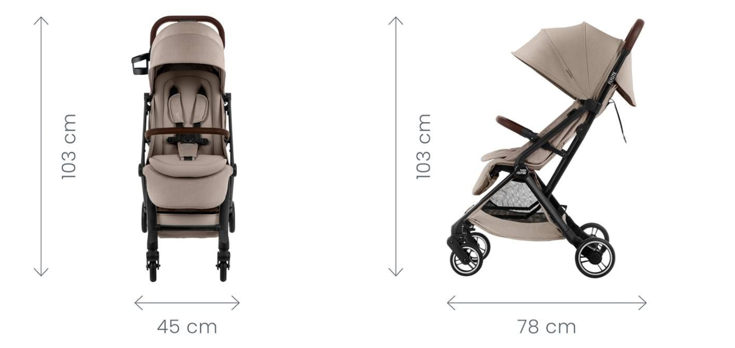 טיולון קומפקטי קיפול ביד אחת Britax Flylite - צבע בז'