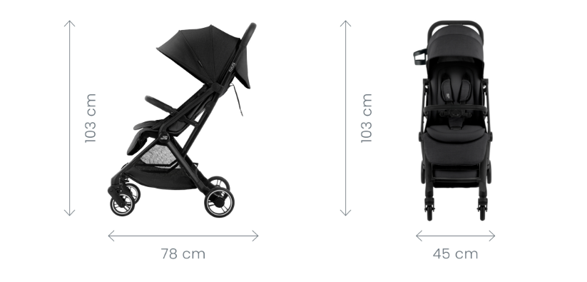טיולון קומפקטי קיפול ביד אחת Britax Flylite - צבע שחור