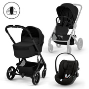 עגלה משולבת-שחור כולל עריסה Balios 6S BLK+Fold CC B Moon Black