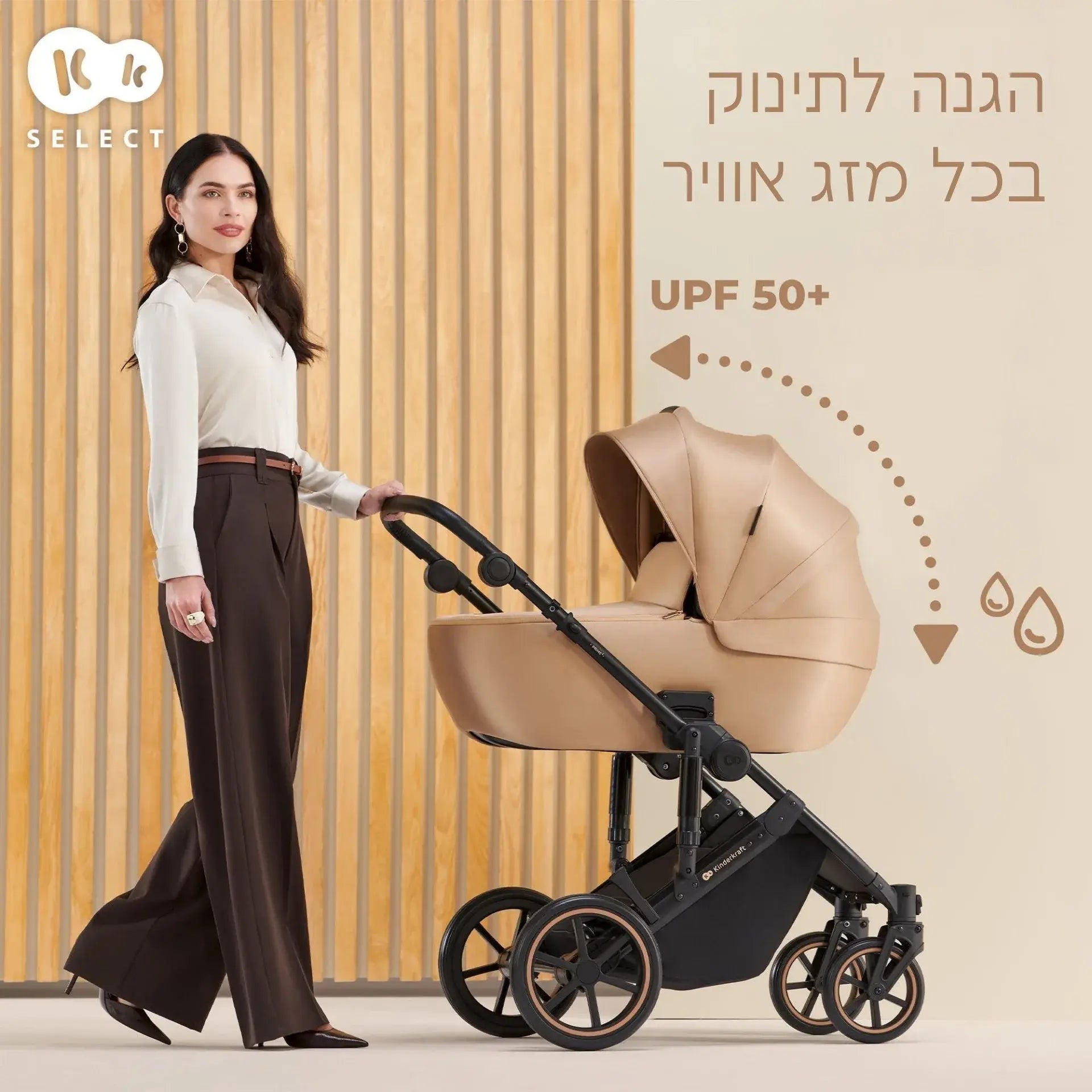 עגלת תינוק Kinderkraft Prime 2in1 - בולמי זעזועים משופרים
