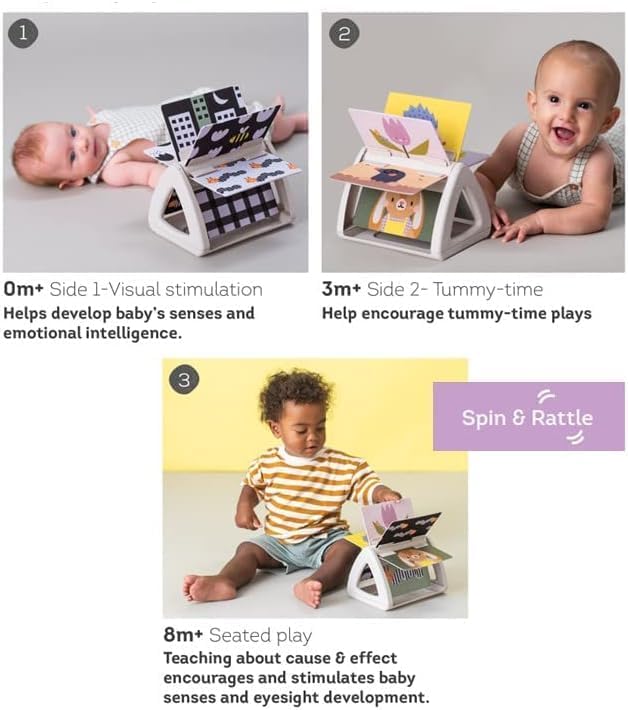 Taf Toys ספר מסתובב ומרשרש לעידוד השהייה על הבטן