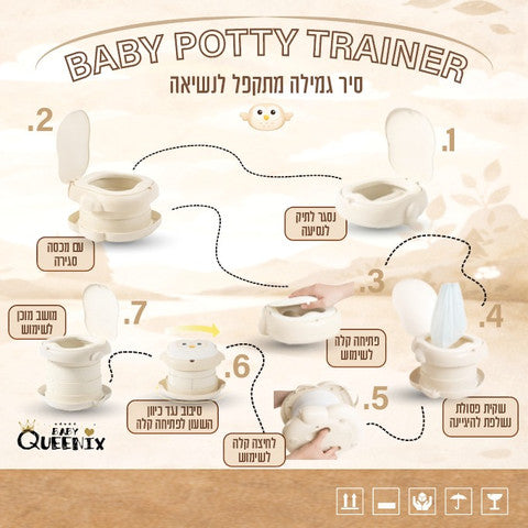 סיר גמילה מתקפל ונייד לנשיאה דגם פינגווין - BABY Queenix