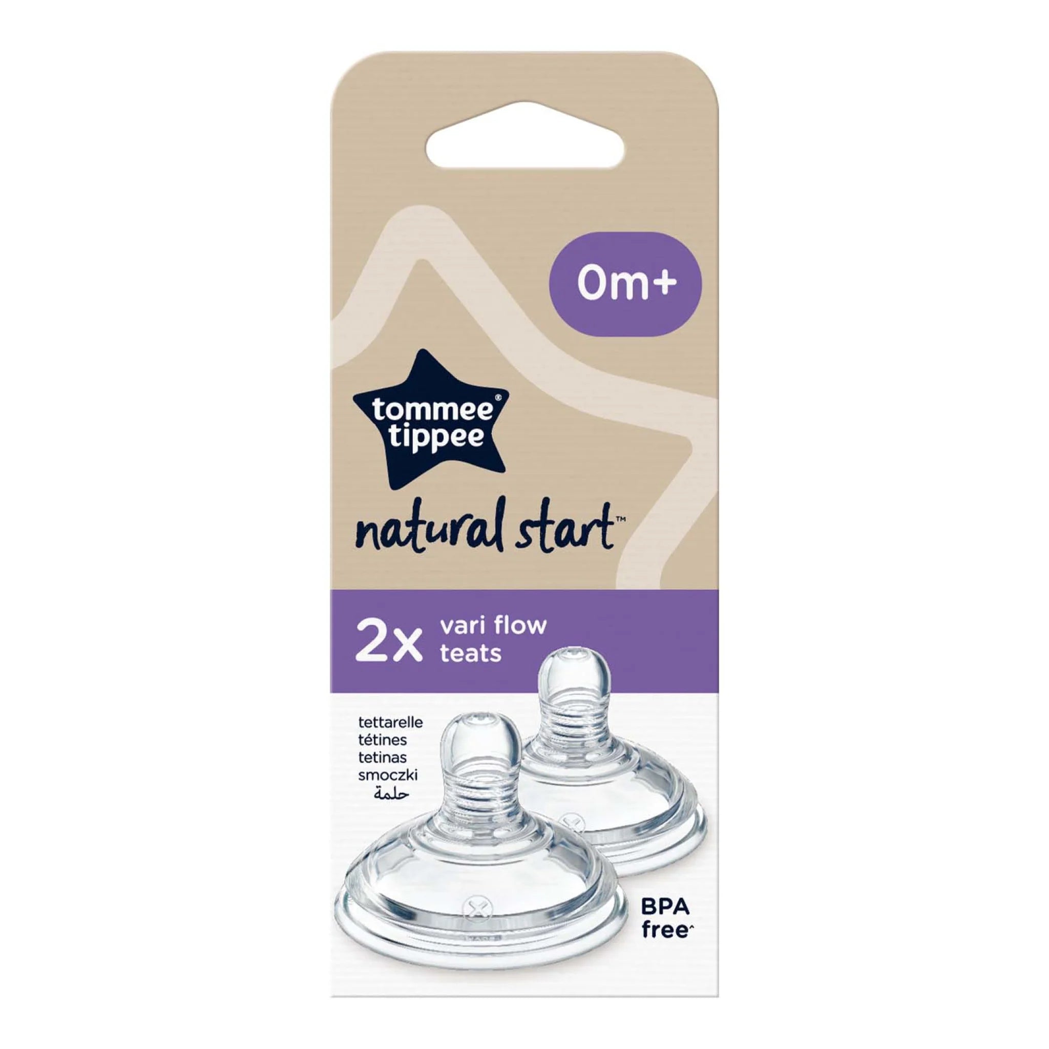 זוג פטמות זרימה משתנה לבקבוק 0+ Tommee Tippee Closer To Nature