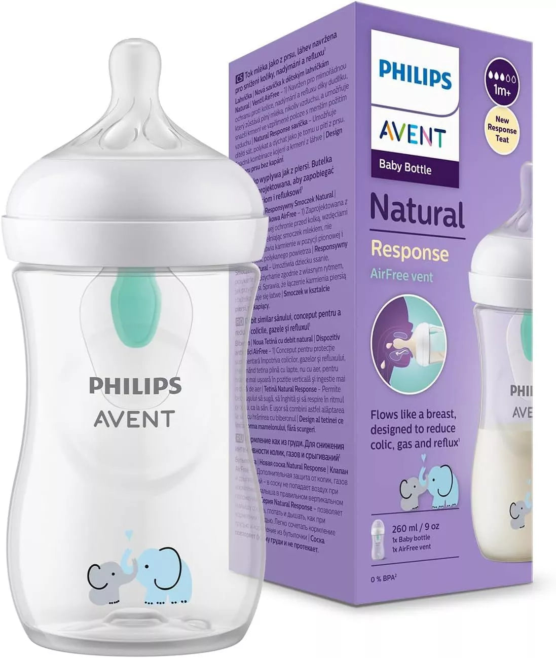 בקבוק האכלה Natural Response עם שסתום איירונט 260 מ''ל Avent - פיל
