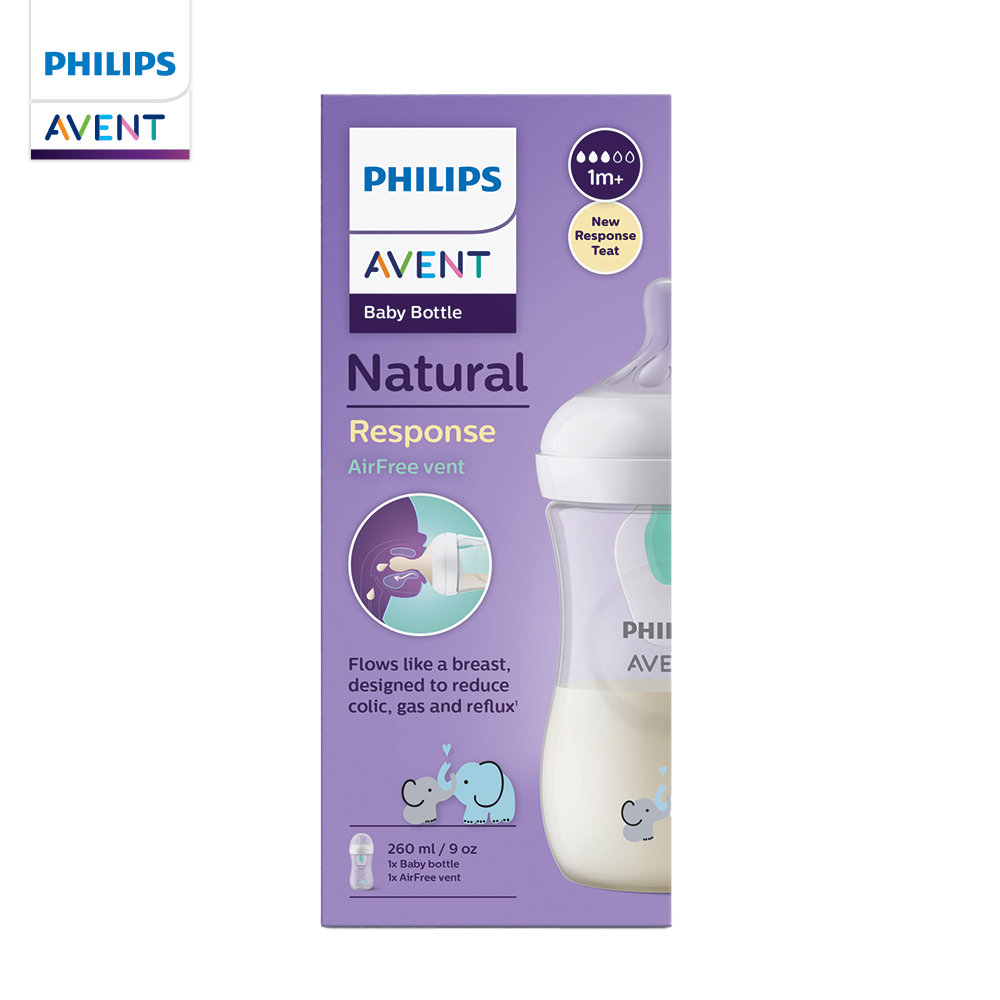AVENT NATURAL RES 260 AFV ELEPH אוונט בקבוק נטורל 260 מל עם שסתום ה-AirFree