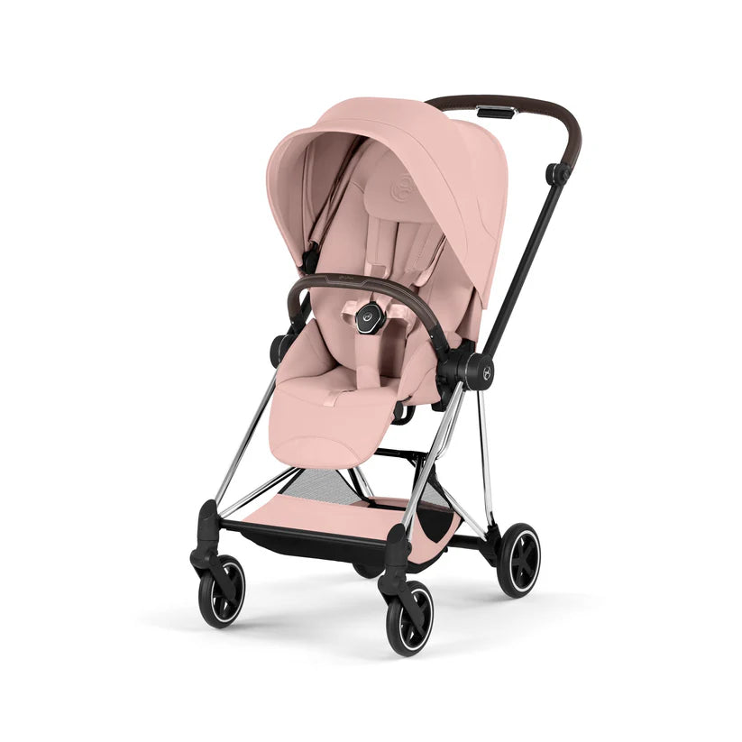 עגלת תינוק סייבקס Peach Pink Mios 4 שלדה כרום חום