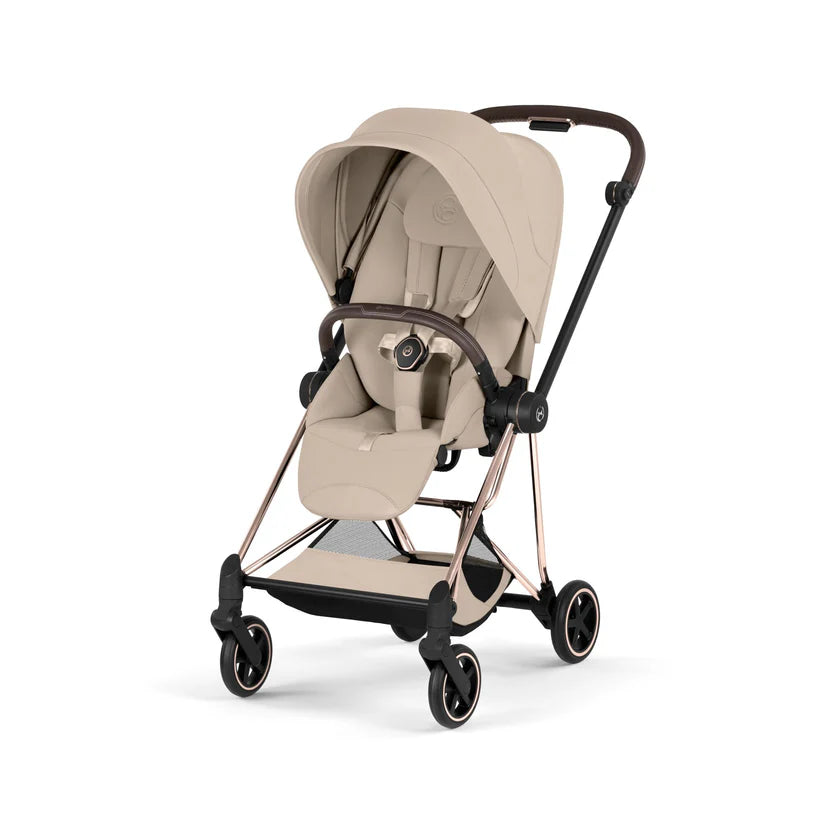 עגלת תינוק סייבקס Cozy Beige Mios 4 שלדה רוזגולד