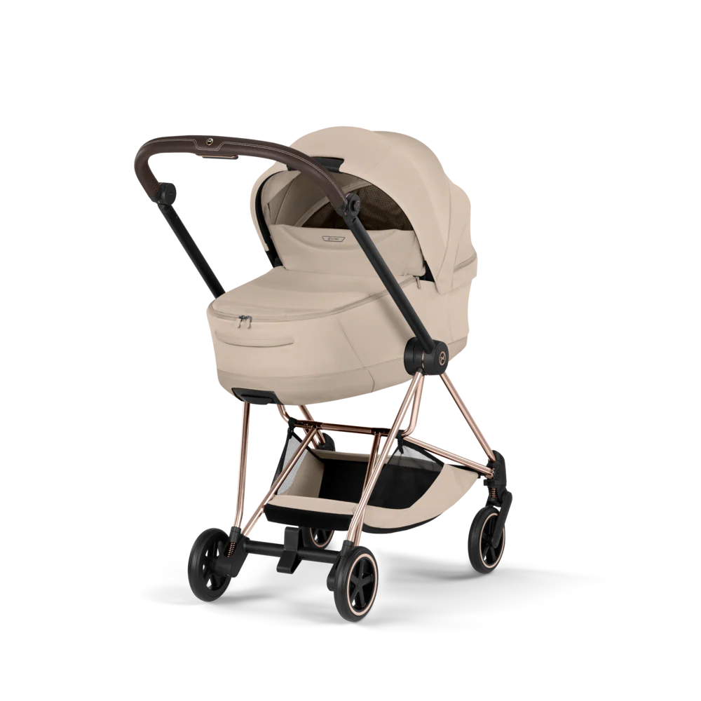 עגלת תינוק סייבקס Cozy Beige Mios 4 שלדה רוזגולד