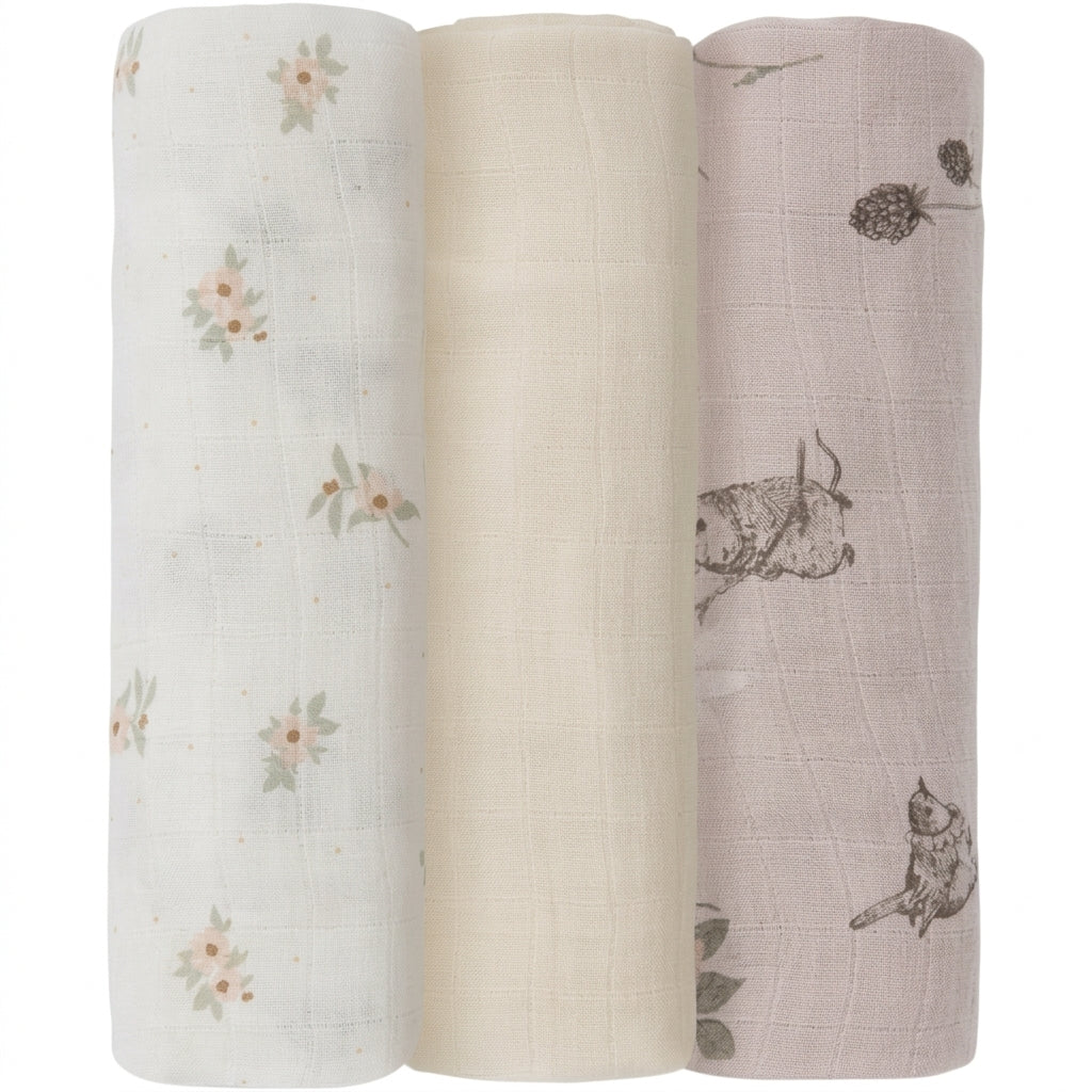 שלישיית חיתולי מיני במבוק 60x60 ס''מ קולקציית Fairy Tales Nino - גינת בר