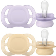 זוג מוצצי סיליקון 0-2 חודשים Avent Ultra Start - צבע לילך וצהוב בהיר