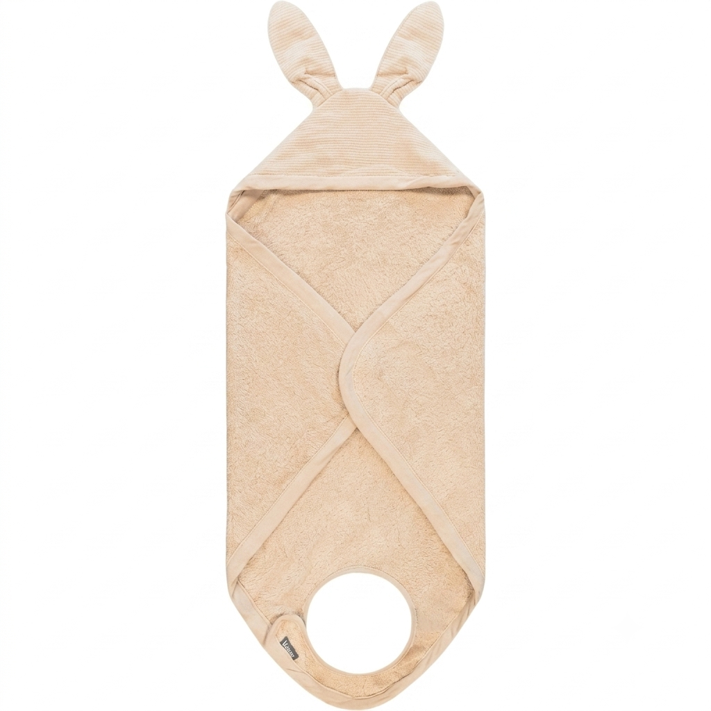 מגבת רחצה קפוצ'ון עם אוזני חיה 70x70 ס''מ מבית Minene - צבע חום