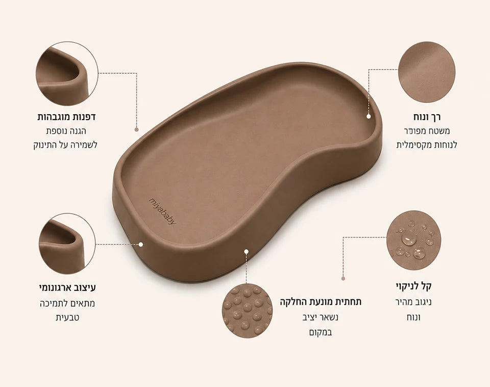 משטח החתלה מעוגל Miya Baby - מתנקה בקלות
