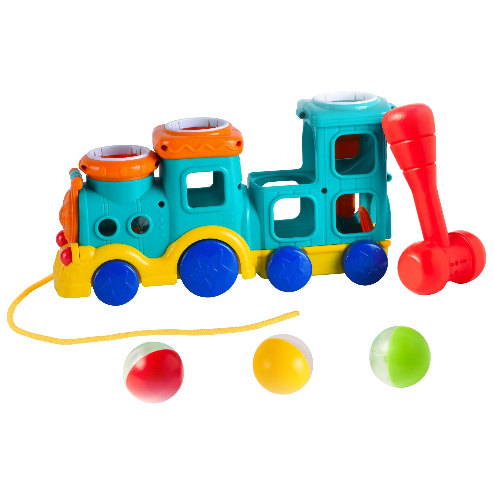 Infunbebe רכבת הך פטיש עם 3 כדורים צבעוניים
