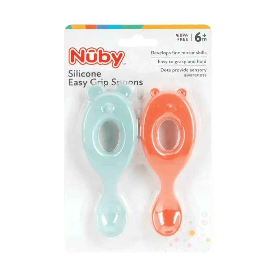 זוג כפיות סיליקון עם טבעת לאחיזה קלה מבית Nuby