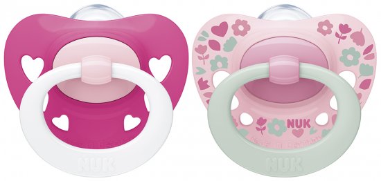 זוג מוצצים 6-18 חודשים NUK Signature - צבע ורוד