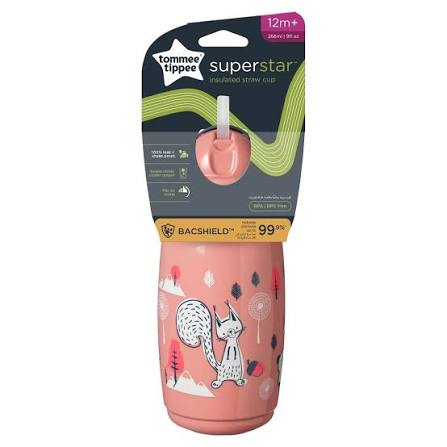 כוס מבודדת עם קשית 266 מ״ל ורוד 12+ חודשים Tommee Tippee