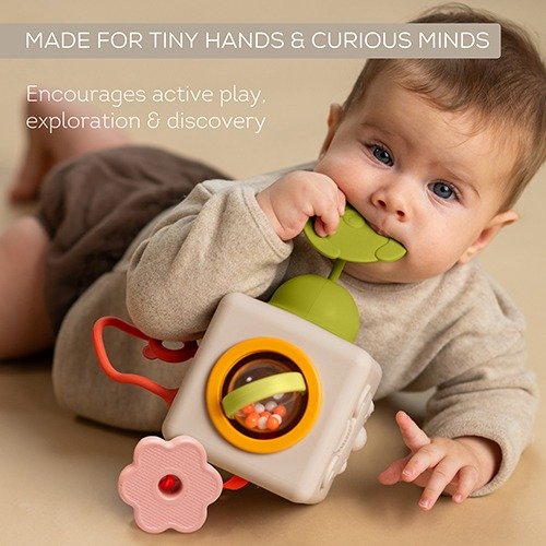 קוביית פעילות רב-חושית מסיליקון מבית Taf Toys